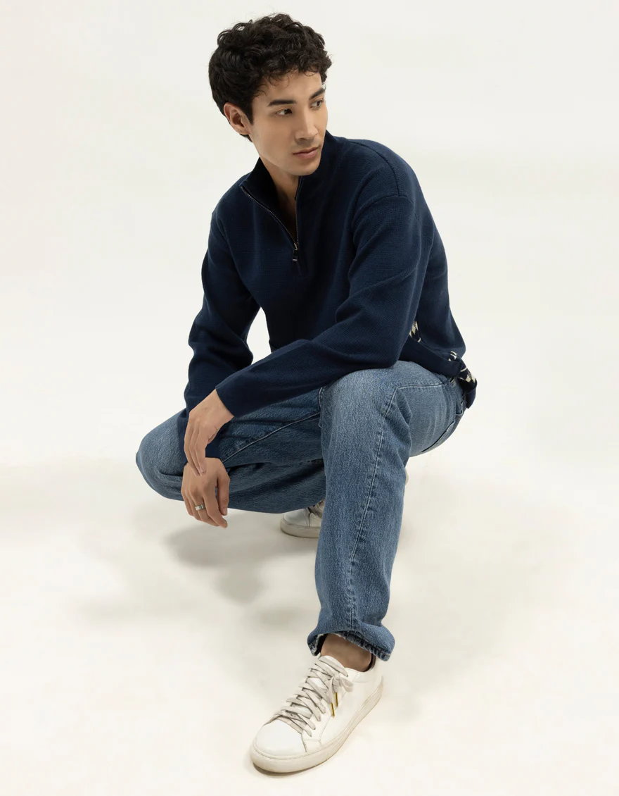 JJ-SWT-0072-FULL SLEEVE HALF ZIP MOCKNECK SWEATER - Image 4