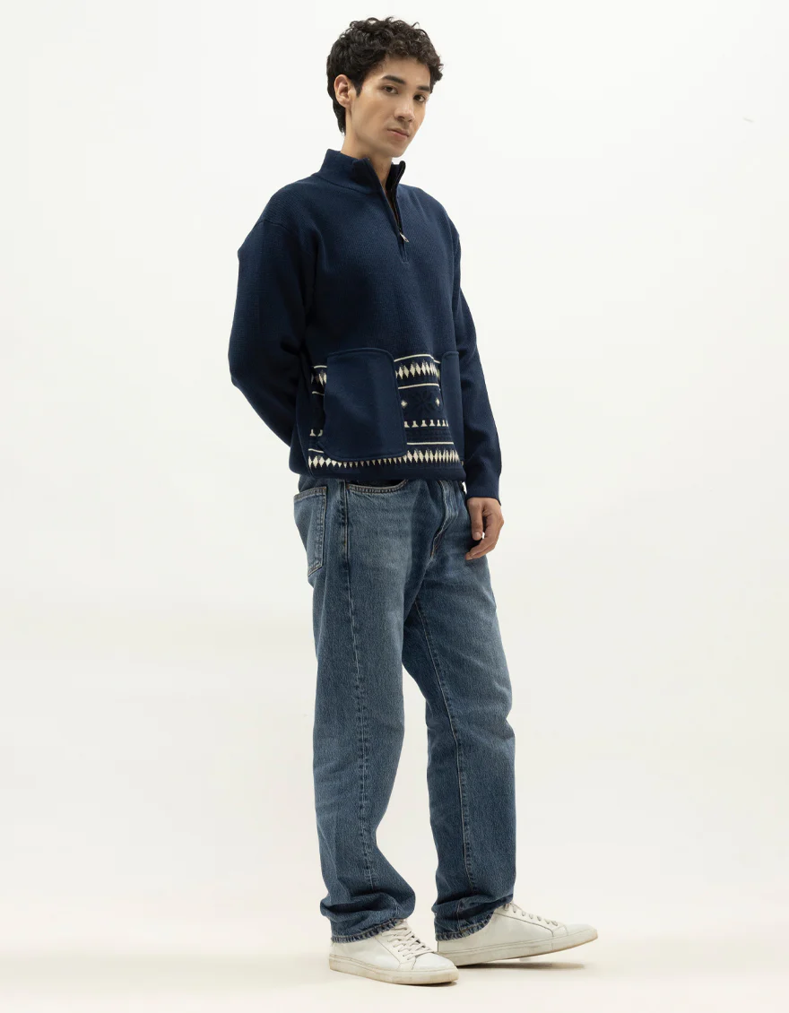 JJ-SWT-0072-FULL SLEEVE HALF ZIP MOCKNECK SWEATER - Image 5