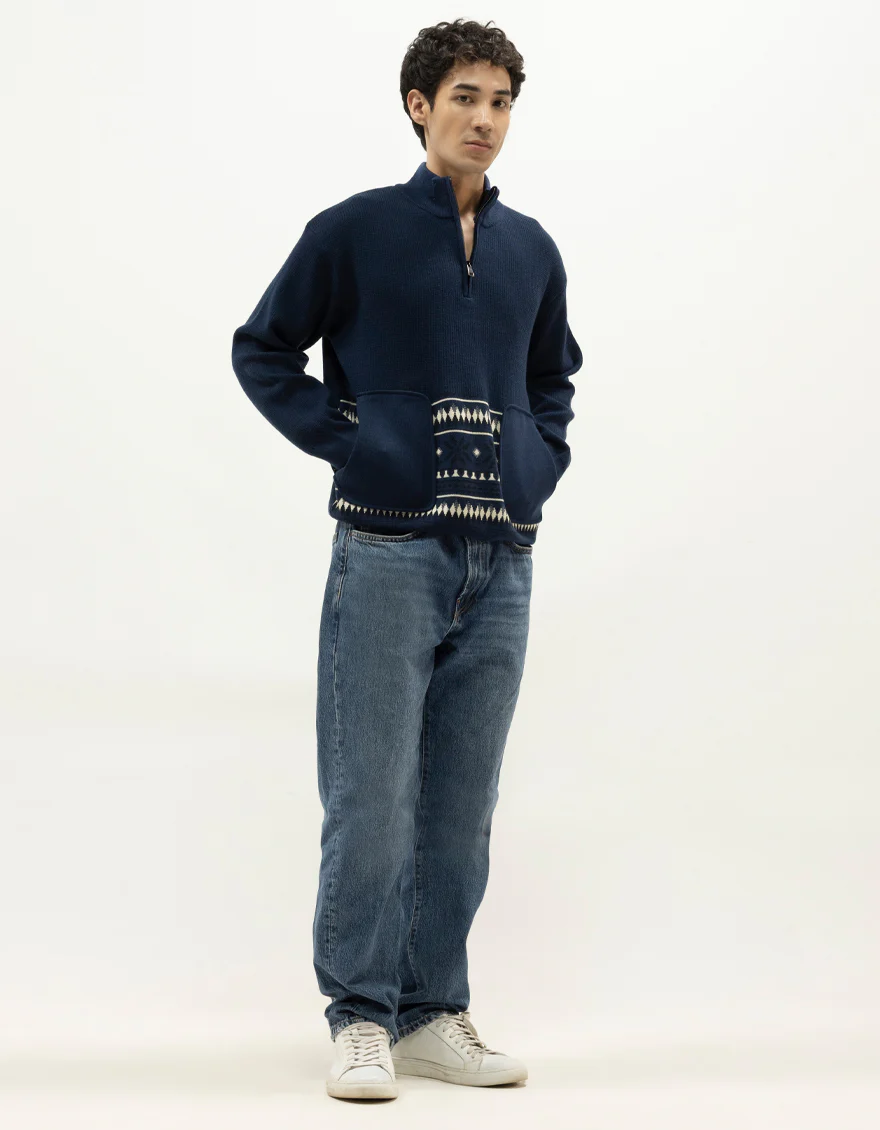 JJ-SWT-0072-FULL SLEEVE HALF ZIP MOCKNECK SWEATER - Image 6