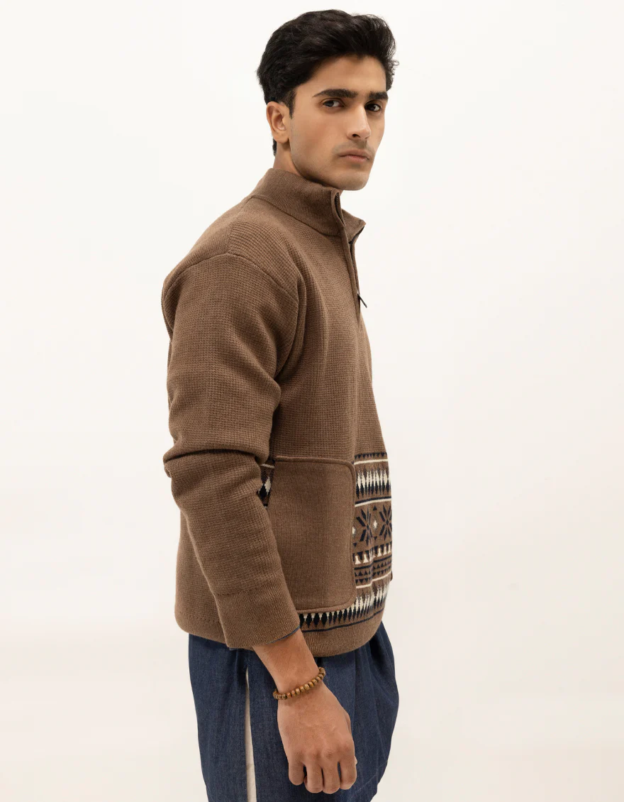 JJ-SWT-0073-FULL SLEEVE HALF ZIP MOCKNECK SWEATER - Image 3