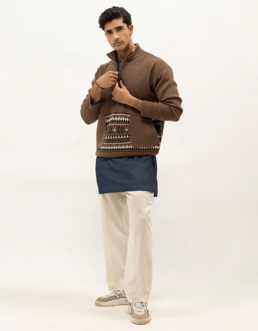 JJ-SWT-0073-FULL SLEEVE HALF ZIP MOCKNECK SWEATER - Image 4