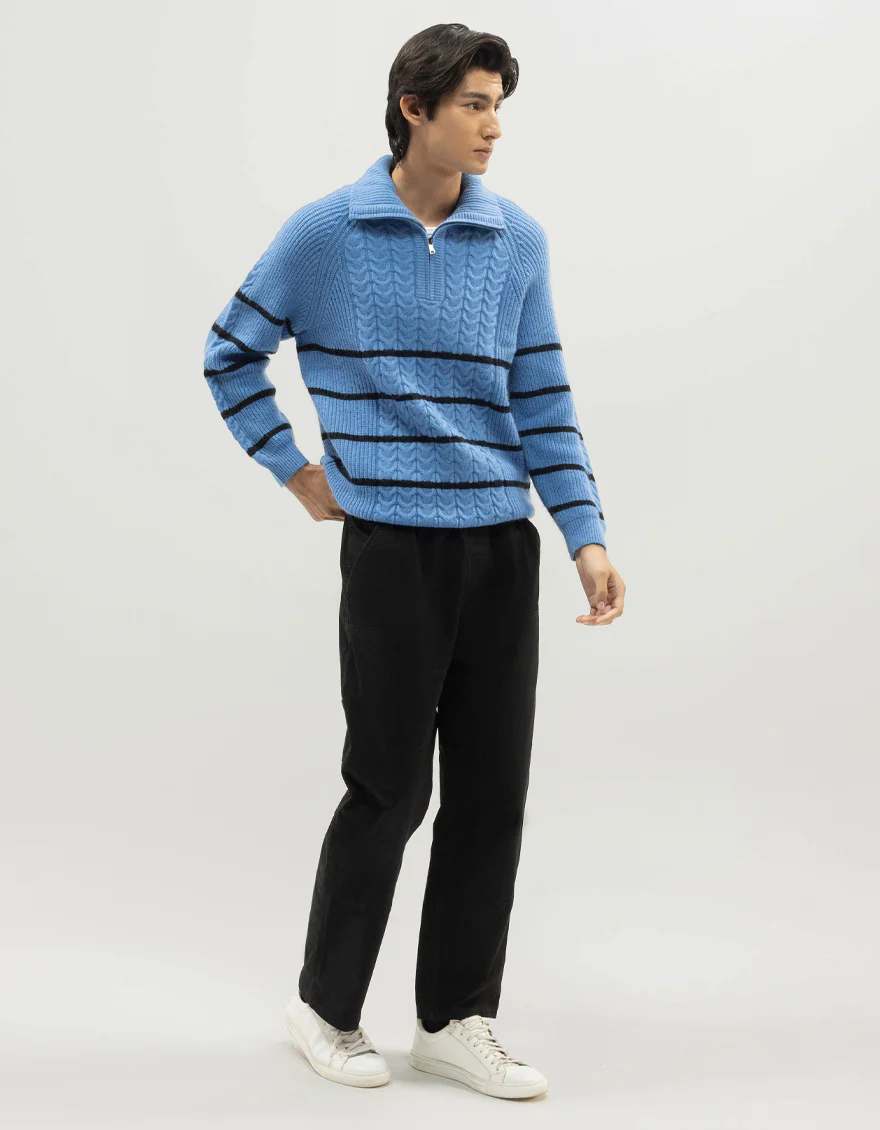 JJ-SWT-0074-FULL SLEEVE HALF ZIP MOCKNECK SWEATER - Image 4
