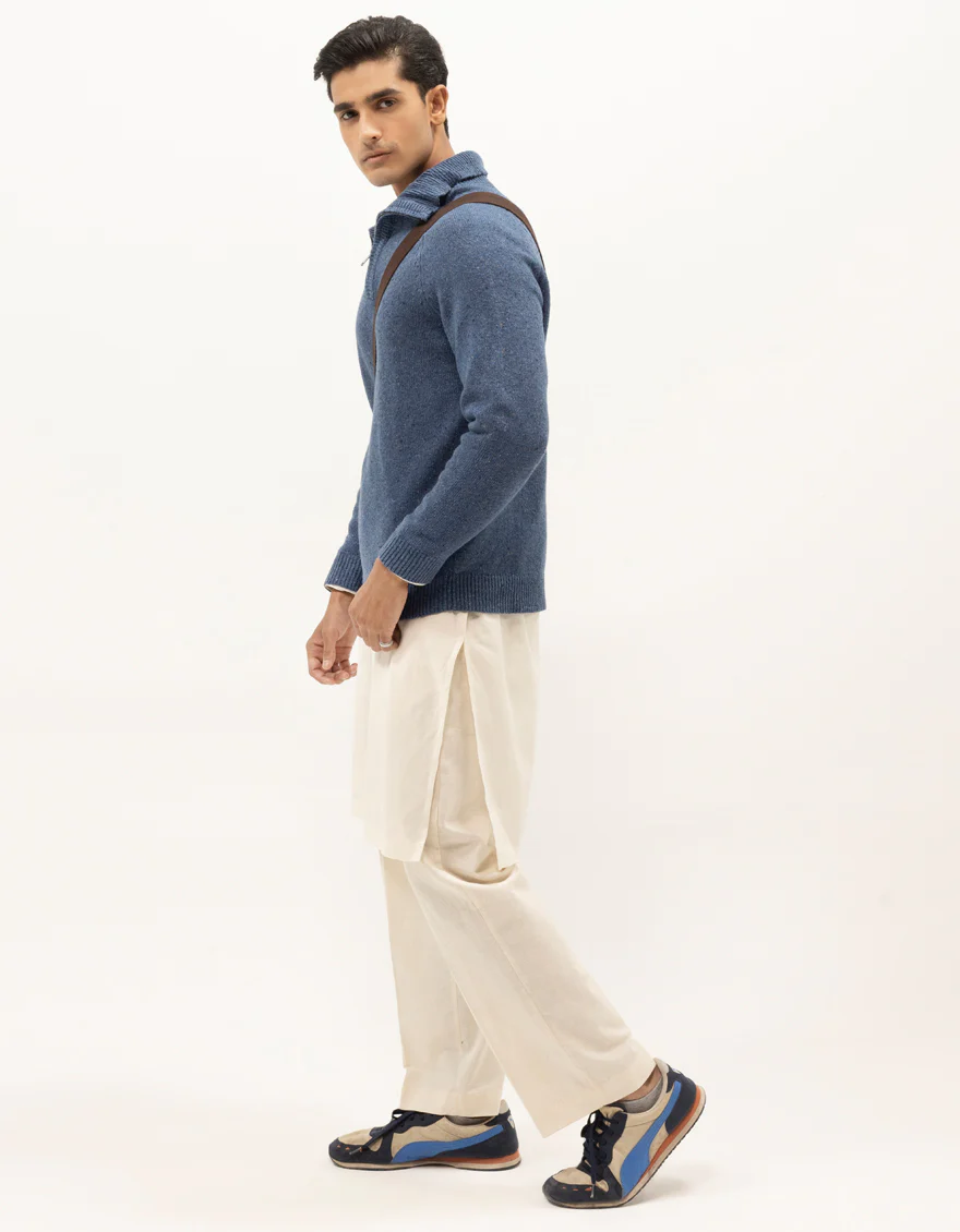 JJ-SWT-0075-FULL SLEEVE HALF ZIP MOCKNECK SWEATER - Image 3