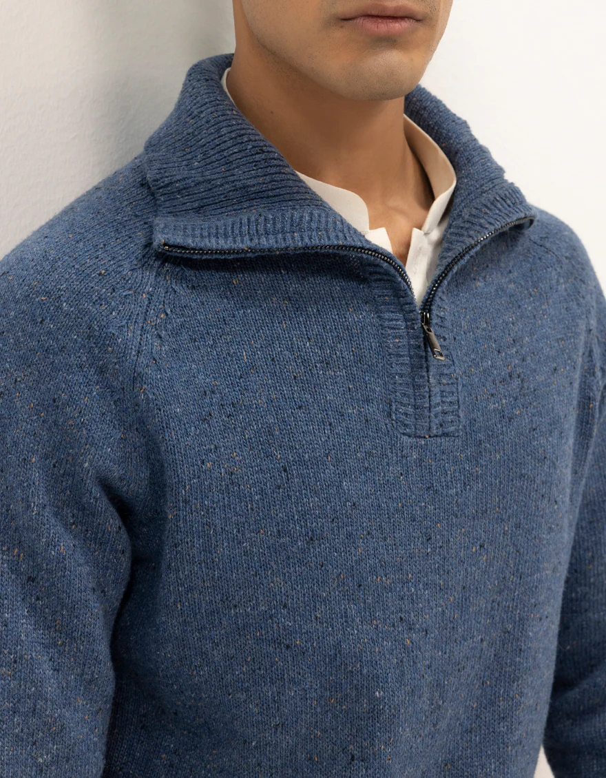 JJ-SWT-0075-FULL SLEEVE HALF ZIP MOCKNECK SWEATER - Image 4