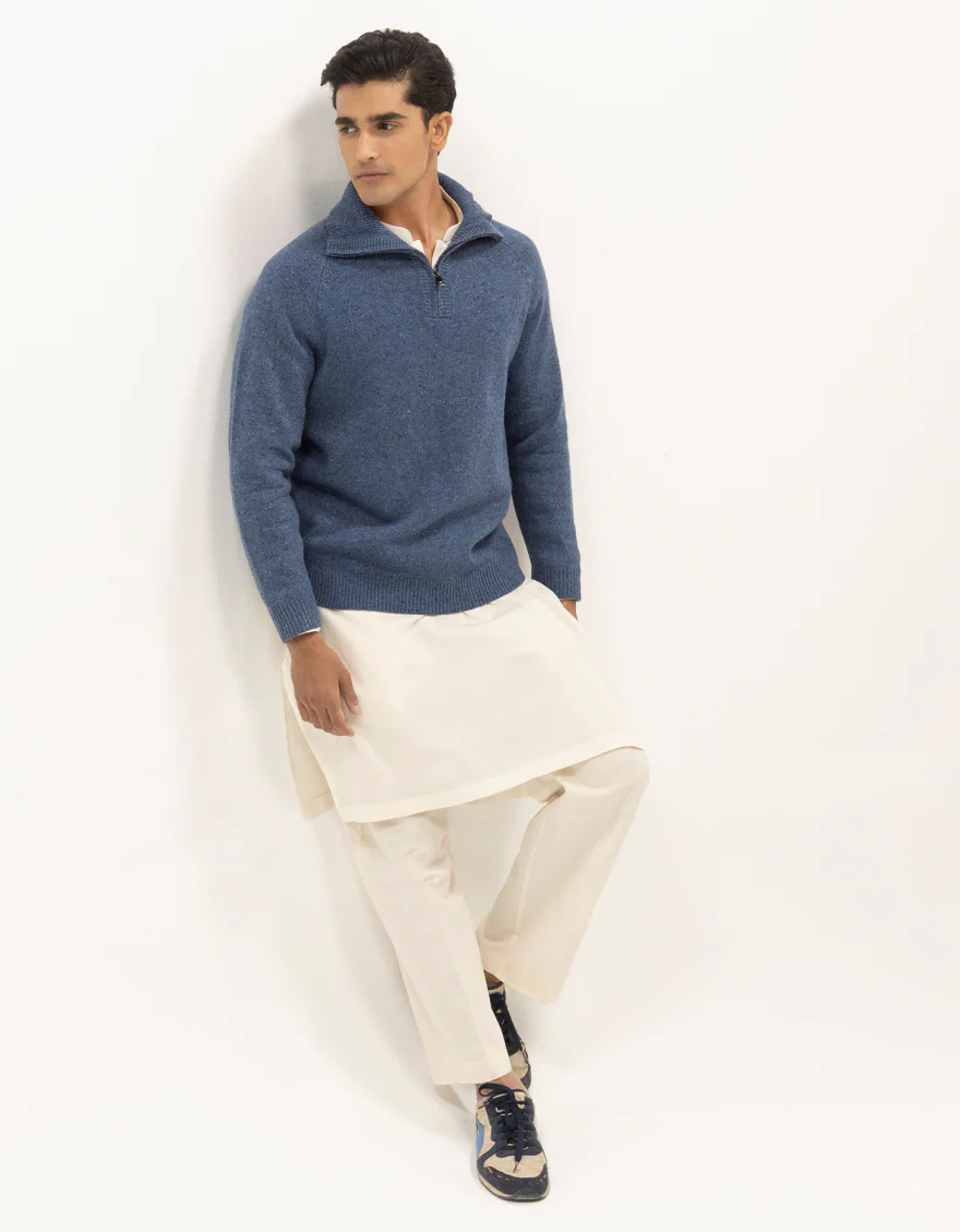 JJ-SWT-0075-FULL SLEEVE HALF ZIP MOCKNECK SWEATER - Image 6