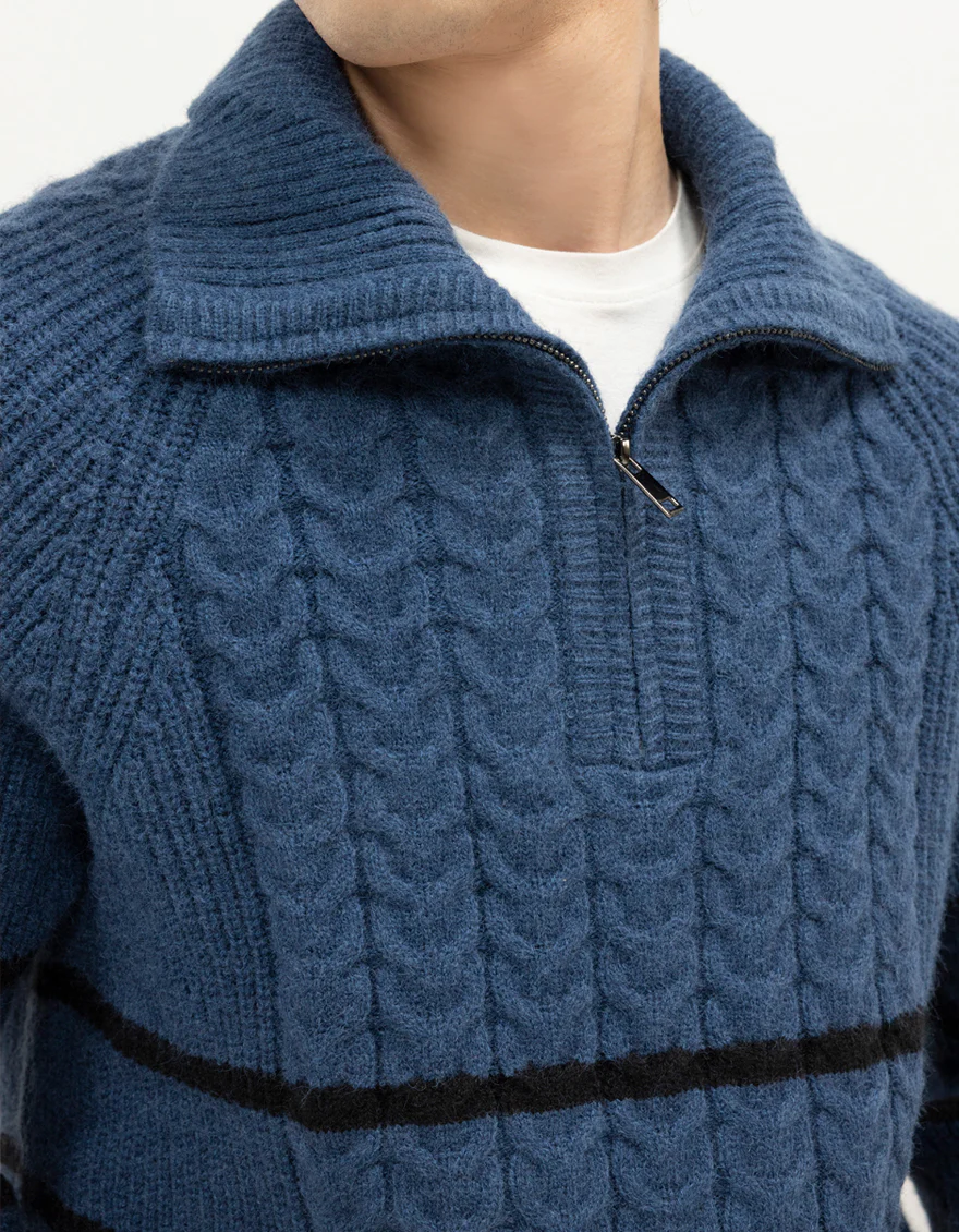 JJ-SWT-0076-FULL SLEEVE HALF ZIP LARGE MOCKNECK SWEATER - Image 3