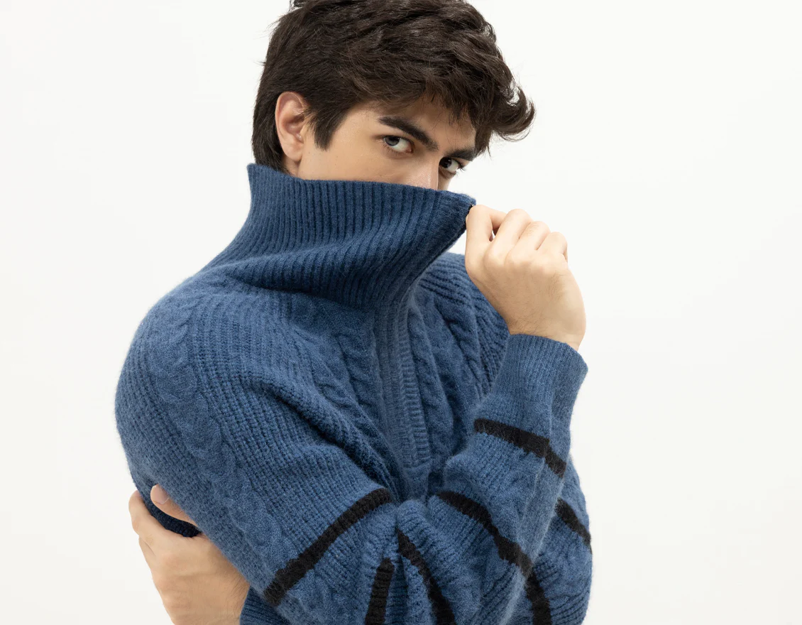 JJ-SWT-0076-FULL SLEEVE HALF ZIP LARGE MOCKNECK SWEATER - Image 4