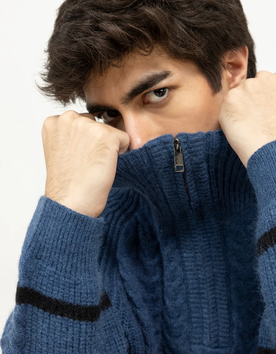 JJ-SWT-0076-FULL SLEEVE HALF ZIP LARGE MOCKNECK SWEATER - Image 5