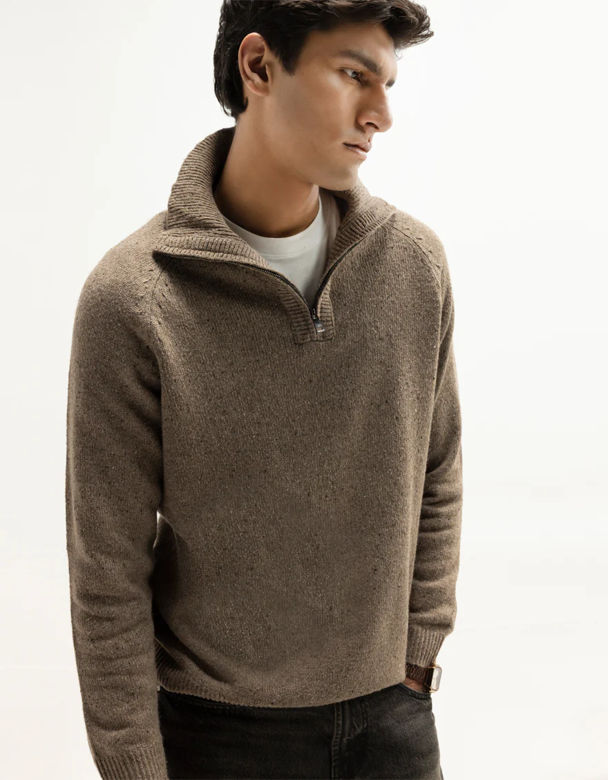 JJ-SWT-0077-FULL SLEEVE HALF ZIP LARGE MOCKNECK SWEATER - Image 3