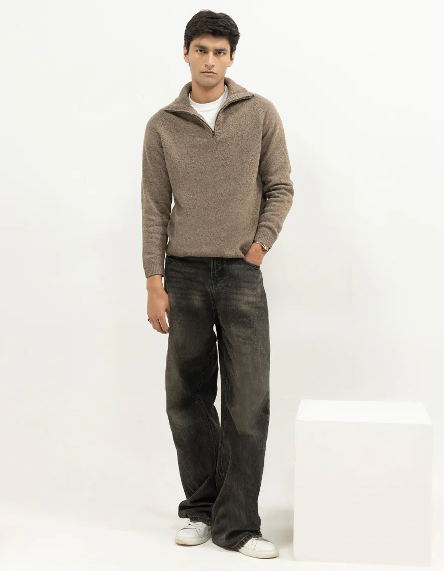 JJ-SWT-0077-FULL SLEEVE HALF ZIP LARGE MOCKNECK SWEATER - Image 4